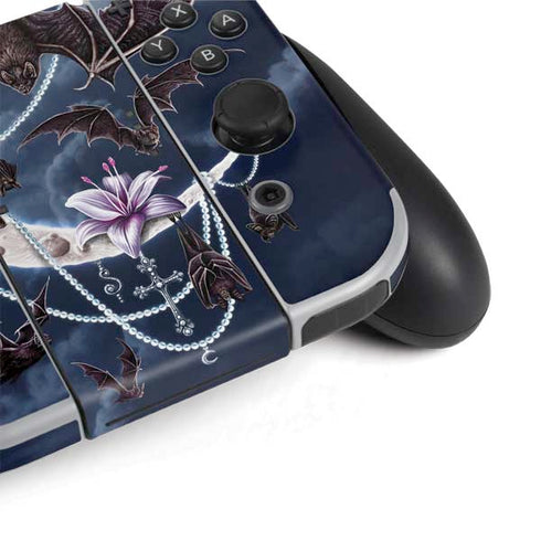 Gothic Moon with Bats and Flowers by Sarah Richter Nintendo Switch OLED (2021) Skin